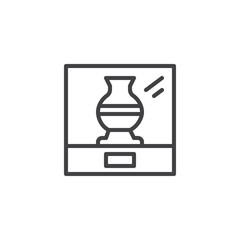 Museum glass display outline icon. linear style sign for mobile concept and web design. Glass Showcase with vase simple line vector icon. Symbol, logo illustration. Pixel perfect vector graphics
