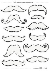 mustaches set, collection Printable Photo Booth Prop, vector
