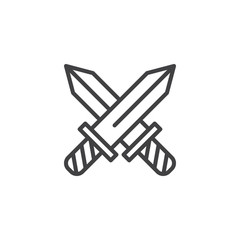 Crossed swords outline icon. linear style sign for mobile concept and web design. Military sword ancient weapon simple line vector icon. Symbol, logo illustration. Pixel perfect vector graphics