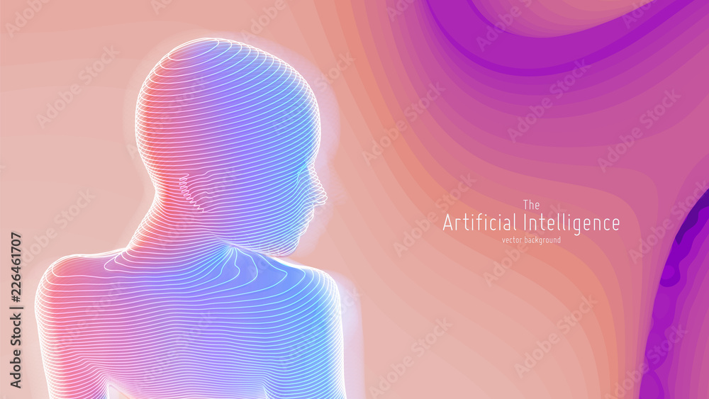 Aufkleber human big data visualization. futuristic artificial intelligence concept. cyber mind aesthetic desig