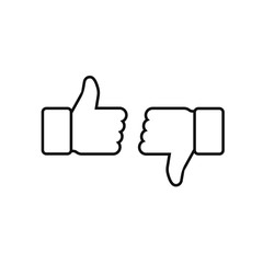 Thumbs up and thumbs down. Vector illustration line icon.