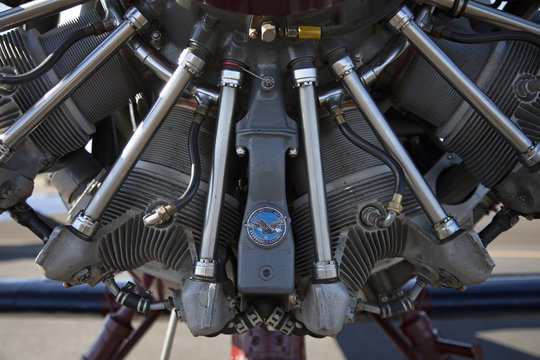  Close Up Isolated Partial View of Vintage Aircraft Engine