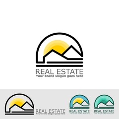 Fototapeta premium real estate line with sun