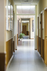 Moscow, Russia - September, 24, 2018: Interior of a corridor in Moscow privet school