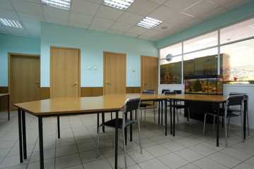 Moscow, Russia - September, 24, 2018: Interior of a modern hall in Moscow privet school