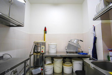 Moscow, Russia - September, 24, 2018: Interior of a professional kitchen in Moscow privet school