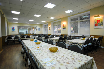 Moscow, Russia - September, 24, 2018: Interior of a cafe in Moscow privet school