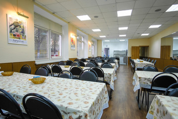 Moscow, Russia - September, 24, 2018: Interior of a cafe in Moscow privet school