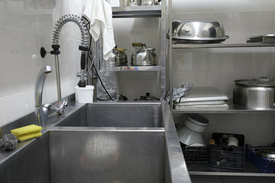 Moscow, Russia - September, 24, 2018: Interior of a professional kitchen in Moscow privet school