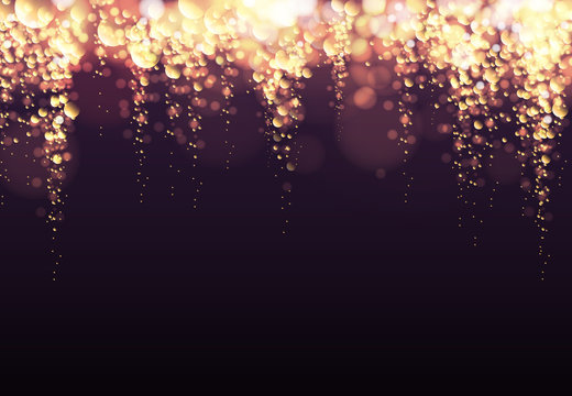 Abstract holiday golden champagne bubbles blurred golden background