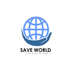 save earth logo design template. save globe logo vector icon