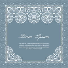 Wedding card or invitation template with a filigree lace floral pattern