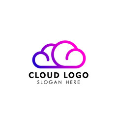 Obraz premium cloud tech logo design in line art style. cloud logo design vector icon