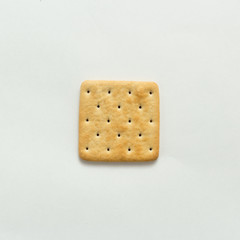 Tasty cookies biscuits on white background, top view