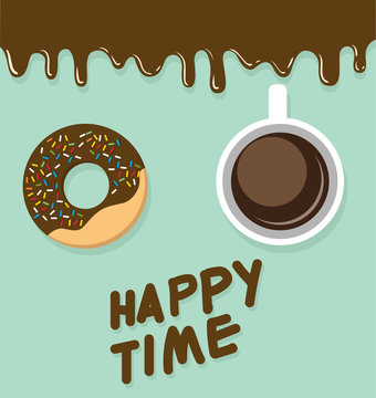 donut top view of happy time