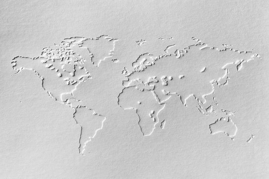 a world map made of embossing paper
