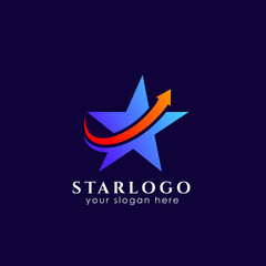 star logo design stock with arrow symbol in the middle. star vector icon