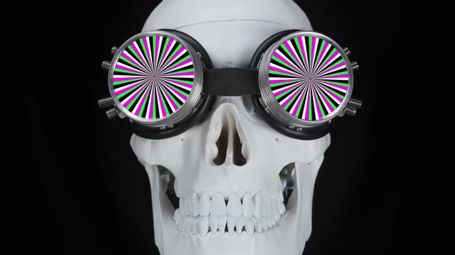 skull wearing sparkling sunglasses