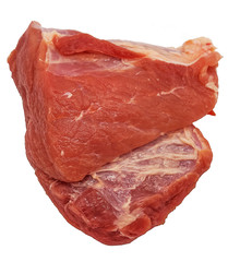 Piece of fresh raw meat isolated on white background