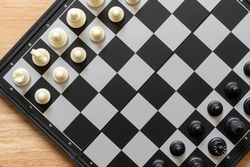 chessboard with a chess piece on the back Negotiating in business. as background business concept and strategy concept with copy space.