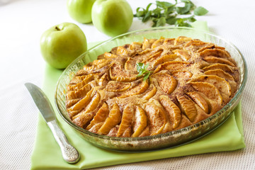 Apple pie with cinnamon and ground almonds