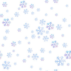 Watercolor painting snowflakes falling seamless pattern on white background, design for merry christmas and happy new year celebration.