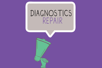 Conceptual hand writing showing Diagnostics Repair. Business photo showcasing A program or routine that helps a user to identify errors.