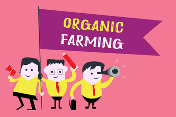 Writing note showing  Organic Farming. Business photo showcasing an integrated farming system that strives for sustainability.