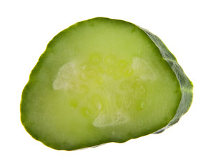 green juicy fresh cucumber isolated on white background. As an element of packaging design.
