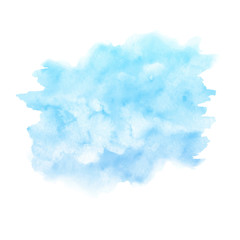 Watercolor blue paint texture isolated on white background. Abstract vector backdrop for invitations and cards