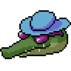 Obraz premium vector pixel art crocodile head