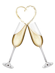 champagne glasses making toast