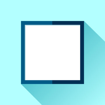 Simple squre frame in flat style. Blue frame on color background. Vector design object