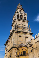 Fototapeta na wymiar Bell tower of Mosque-Cathedral of Cordoba (Mezquita-Catedral de Cordoba), also known as Great Mosque (from 785) of Cordoba or Mezquita, monuments of Moorish architecture. Andalusia, Cordoba, Spain.
