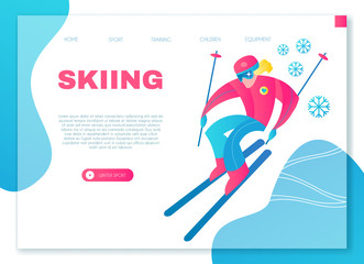 Speed Skiing. Winter Sport Design Template. Vector illustration