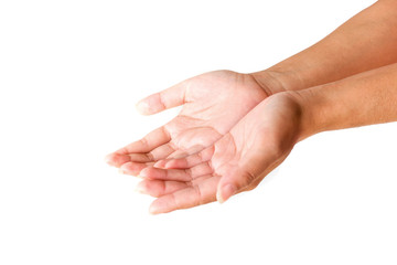 Closeup image of beautiful woman's hands isolate on white background.Girl hands with beautiful manicure