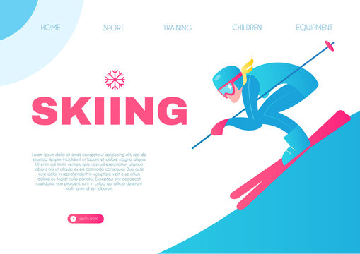 Speed Skiing. Winter Sport Design Template. Vector illustration