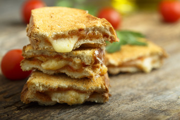 Cheese toasts with tomato