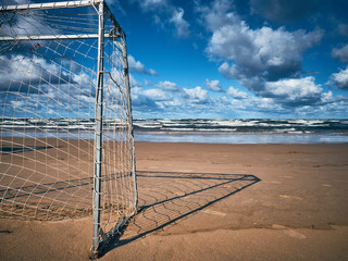 Gates for playing football on the beach.