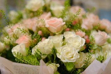 Romantic Flower bouquet arrangement with special pink red white rose