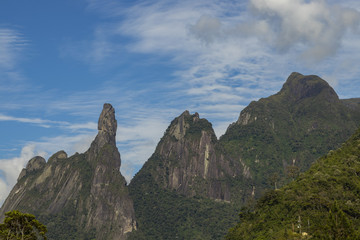 God's finger landscape, Rio de Janeiro state mountains. Located near the town of Teresopolis, Brazil, South America. Space to write texts, Writing background. 