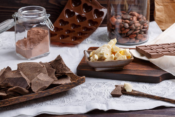 Preparation handmade chocolate candies.