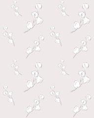 Vector Seamless Pattern with Drawn Flowers, Florals