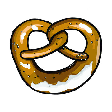 recommend clip art: Realistic vector tasty pretzel illustration on the white transparent background.
