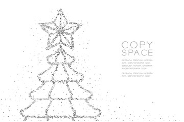 Abstract Geometric Circle dot pixel pattern Christmas tree with star shape, Happy New Year celebration concept design black color illustration on white background with copy space, vector eps 10