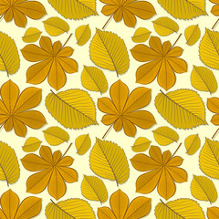 Fototapeta na wymiar Seamless pattern with chestnut and elm autumn leaves. Vector illustration.