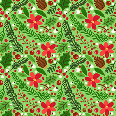 Cute hand drawn winter holidays seamless pattern