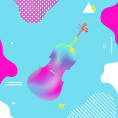 Colorful violoncello vector illustration design. Abstract musical instrument background, artistic poster with cello © blossomstar