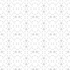 Seamless pattern of stars and geometric shapes in gray colors on white background, black and white color. Flat design vector illustration, EPS10, for wallpaper, gift wrap paper, tile print, etc.