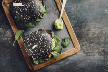 Healthy black vegan burgers